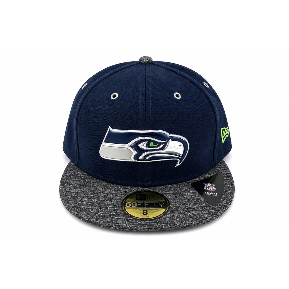 New Era 59FIFTY Seattle Seahawks Fitted Hat Size 8 NFL Cap Blue Gray Brim